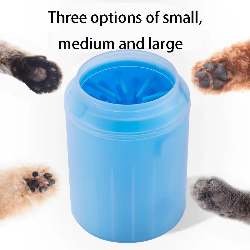 Portable Dog Paw Cleaner with Soft Silicone Combs and Quick Wash Foot Cleaning Bucket