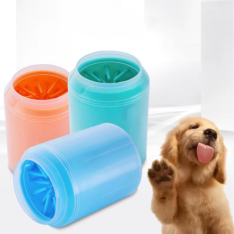 Portable Dog Paw Cleaner with Soft Silicone Combs and Quick Wash Foot Cleaning Bucket
