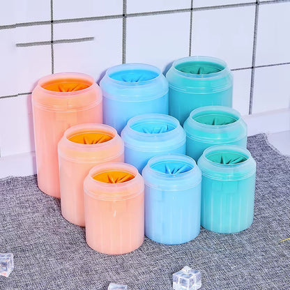 Portable Dog Paw Cleaner with Soft Silicone Combs and Quick Wash Foot Cleaning Bucket