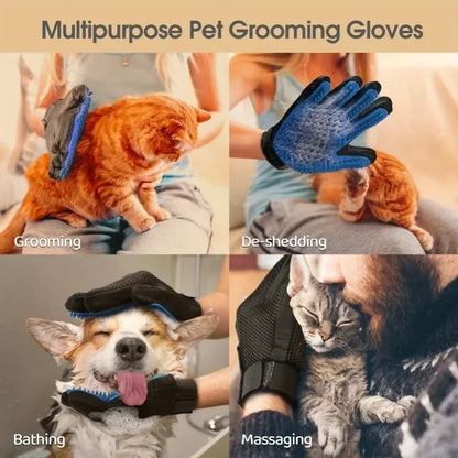 Pet Grooming Glove Brush for Cats and Dogs - Dual-Function Hair Removal and Massage Glove