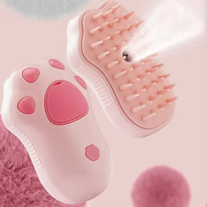 3-in-1 Electric Pet Grooming Brush with Steam and Spray for Cats and Dogs - Massage and Hair Removal Comb