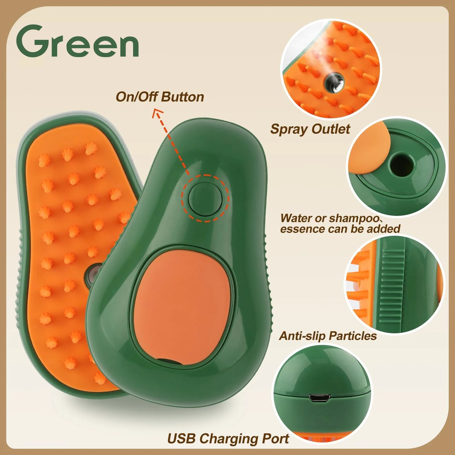 3-in-1 Electric Pet Grooming Brush with Steam and Spray for Cats and Dogs - Massage and Hair Removal Comb