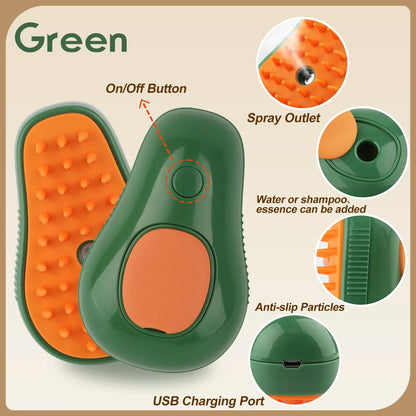 3-in-1 Electric Pet Grooming Brush with Steam and Spray for Cats and Dogs - Massage and Hair Removal Comb