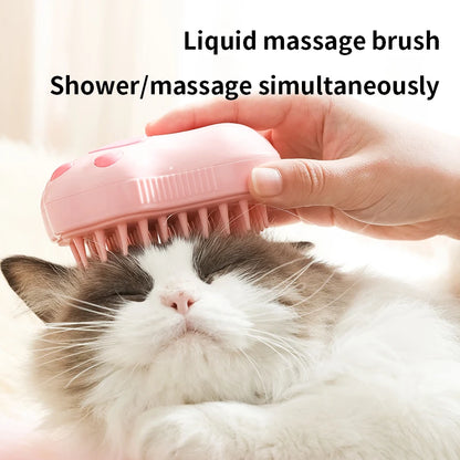 3-in-1 Electric Pet Grooming Brush with Steam and Spray for Cats and Dogs - Massage and Hair Removal Comb