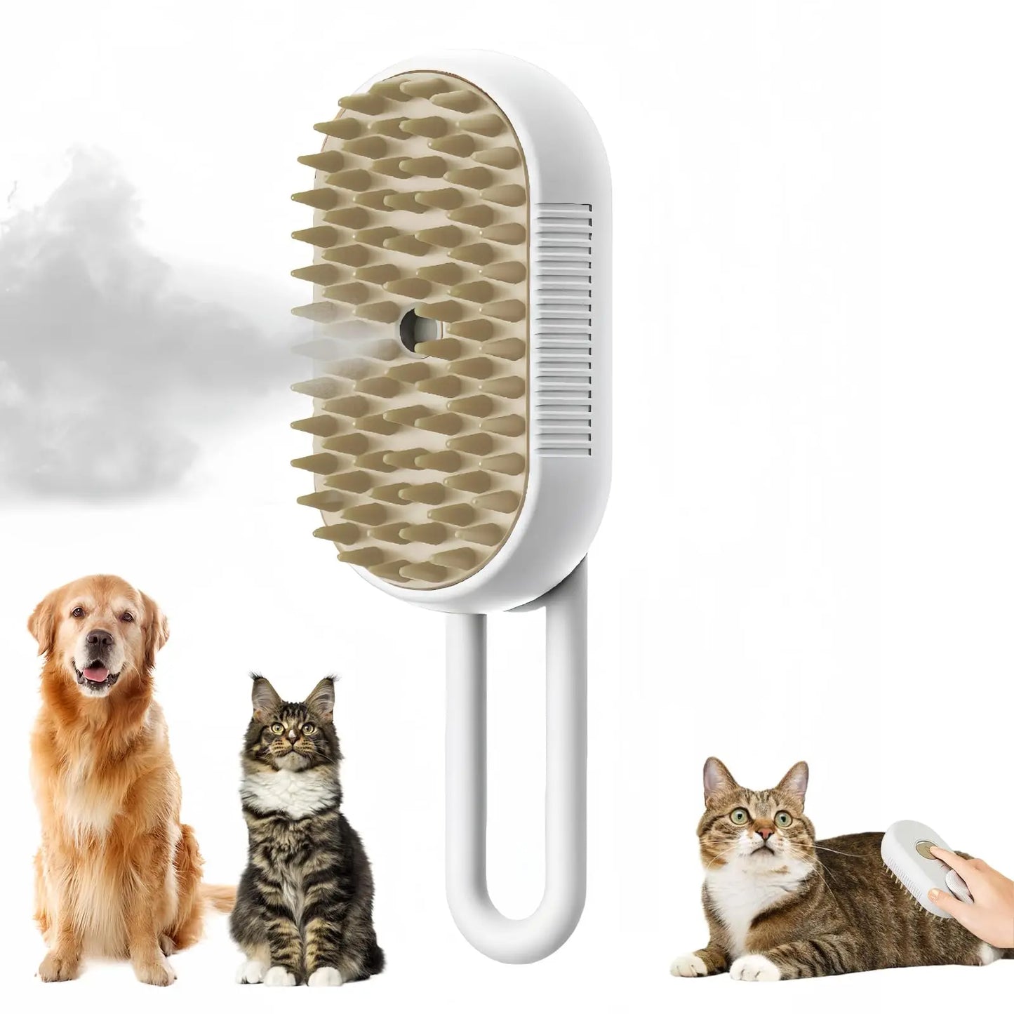 3-in-1 Electric Pet Grooming Brush with Steam and Spray for Cats and Dogs - Massage and Hair Removal Comb