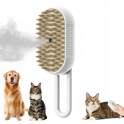 3-in-1 Electric Pet Grooming Brush with Steam and Spray for Cats and Dogs - Massage and Hair Removal Comb
