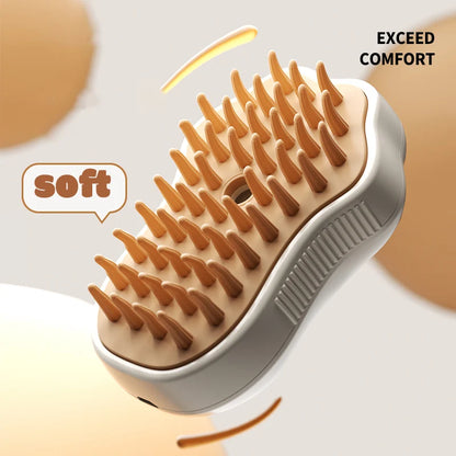 3-in-1 Electric Pet Grooming Brush with Steam and Spray for Cats and Dogs - Massage and Hair Removal Comb