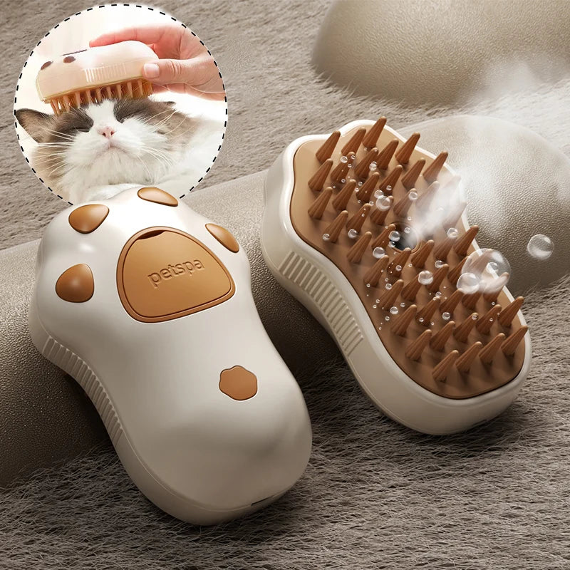 3-in-1 Electric Pet Grooming Brush with Steam and Spray for Cats and Dogs - Massage and Hair Removal Comb